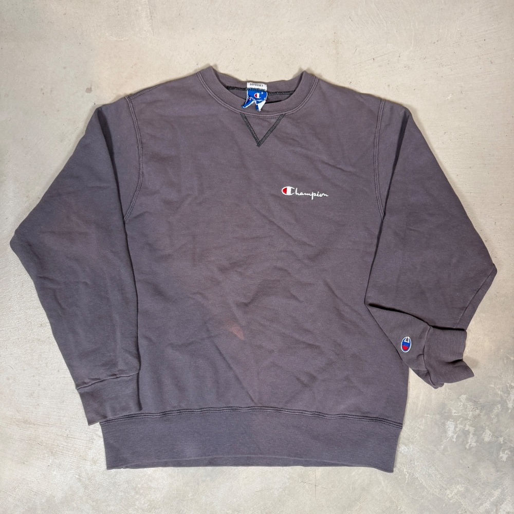 Vintage 90s Champion Crewneck Sweatshirt Faded Grey Made in Usa Medium blank